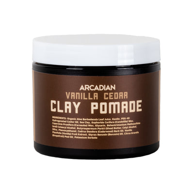 Arcadian Vanilla Cedar Clay Pomade, sterke hold, warme geur