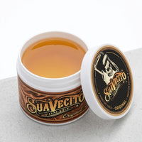 Suavecito Original Hold Pomade, tarro abierto con producto