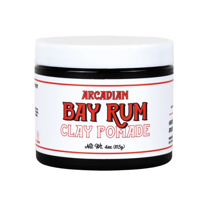 Arcadian Bay Rum Clay Pomade, sterke hold, klassieke geur