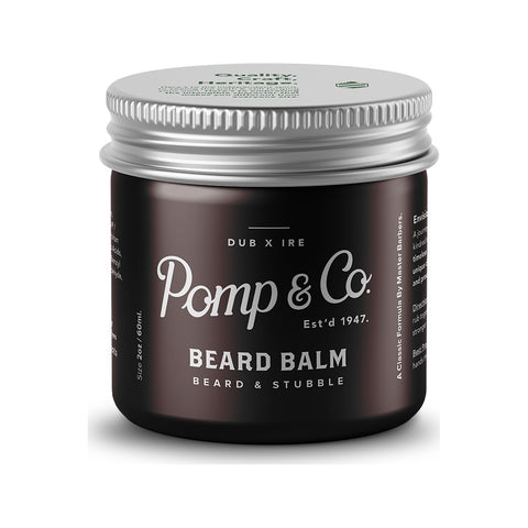 Pomp & Co. Beard Balm, tarro marrón cerrado con tapa plateada