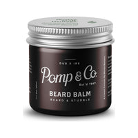 Pomp & Co. Beard Balm, tarro marrón cerrado con tapa plateada