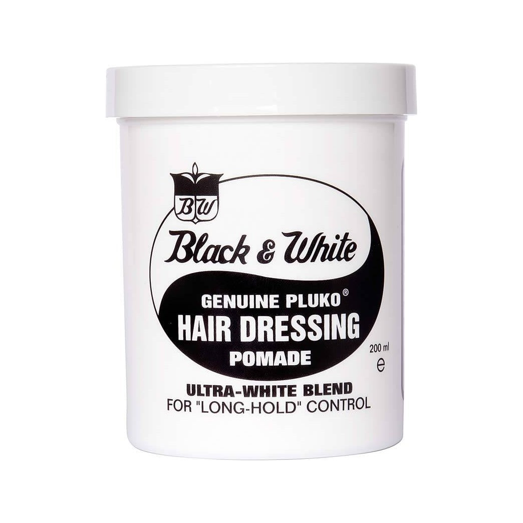 Black & White Original Pomade, tarro blanco con logo yin-yang, vista frontal 200ml