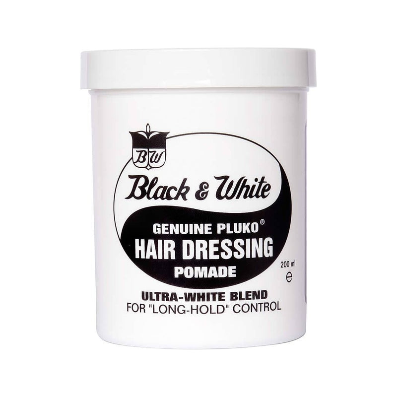 Black & White Original Pomade, tarro blanco con logo yin-yang, vista frontal 200ml