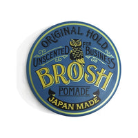 BROSH Unscented Original Hold Pomade - primer plano de tapa azul con logo de búho