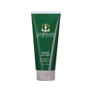 Ed. Pinaud Clubman Shave Lather, vista frontal de tubo de afeitar verde con tapa blanca