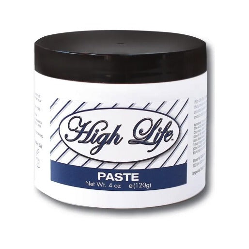 High Life Paste, tarro blanco con tapa negra, vista frontal de la etiqueta 120g