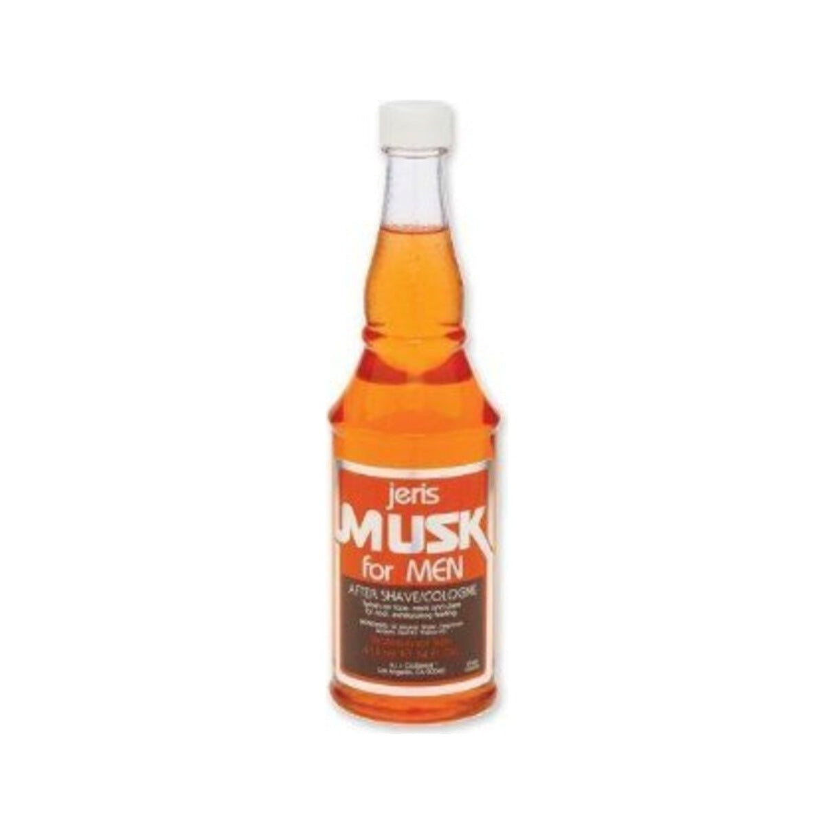 Jeris Hair Tonic - vista frontal de botella naranja Musk for Men sobre fondo blanco