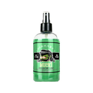 Lockhart's Dead Sea Salt Spray, botella de spray verde Mucki con vista frontal de la etiqueta