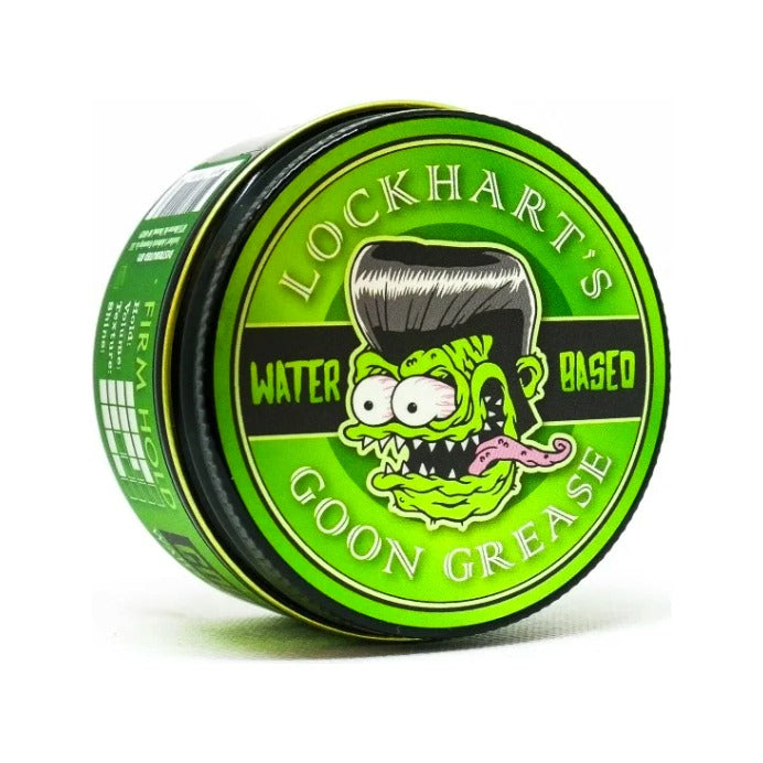 Lockhart's Goon Grease Pomada a base de agua, tarro verde con logo de monstruo, vista frontal