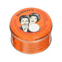 Murray's Original Pomade, lata naranja desde arriba con texto en la etiqueta