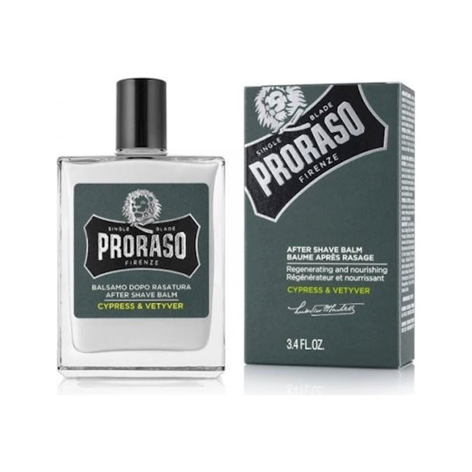 Proraso Aftershave Balsem Cypress & Vetyver 100 ml - fles met doosje, vooraanzicht