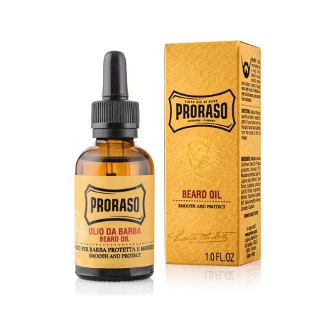 Proraso Baardolie Wood & Spice 30 ml - druppelflesje met doosje, vooraanzicht