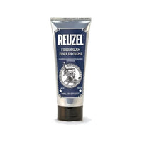 Reuzel Fiber Cream, vista frontal del tubo azul con etiqueta
