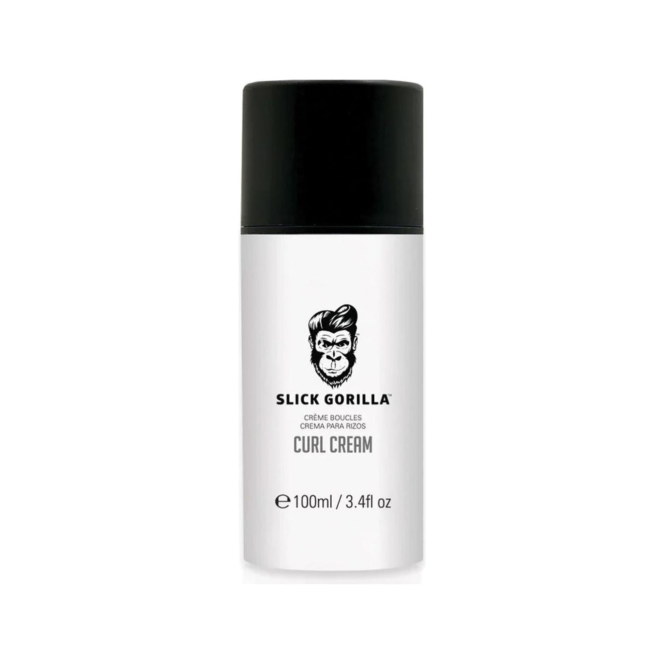 Slick Gorilla Curl Cream, tubo blanco con logo de gorila, vista frontal 100ml