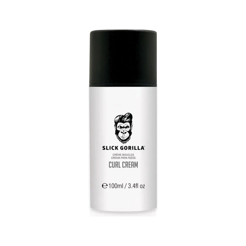 Slick Gorilla Curl Cream, tubo blanco con logo de gorila, vista frontal 100ml