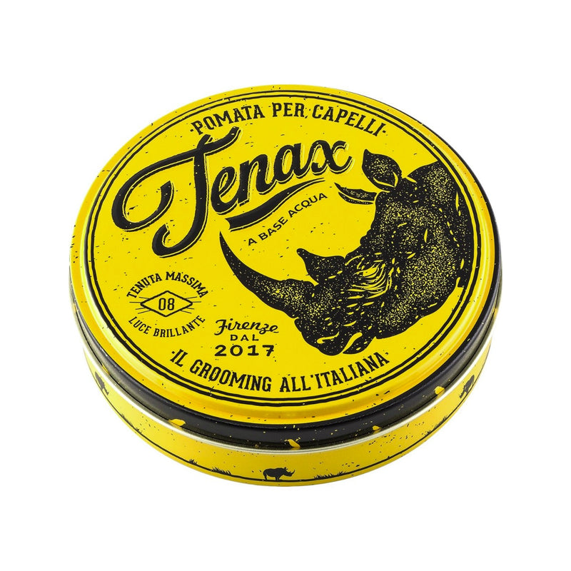 Tenax Strong Shine Pomade 125 ml - geel blik, bovenaanzicht