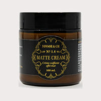 Tonsor & Cie Matte Cream, tarro ámbar con tapa negra y etiqueta dorada, 100 mL